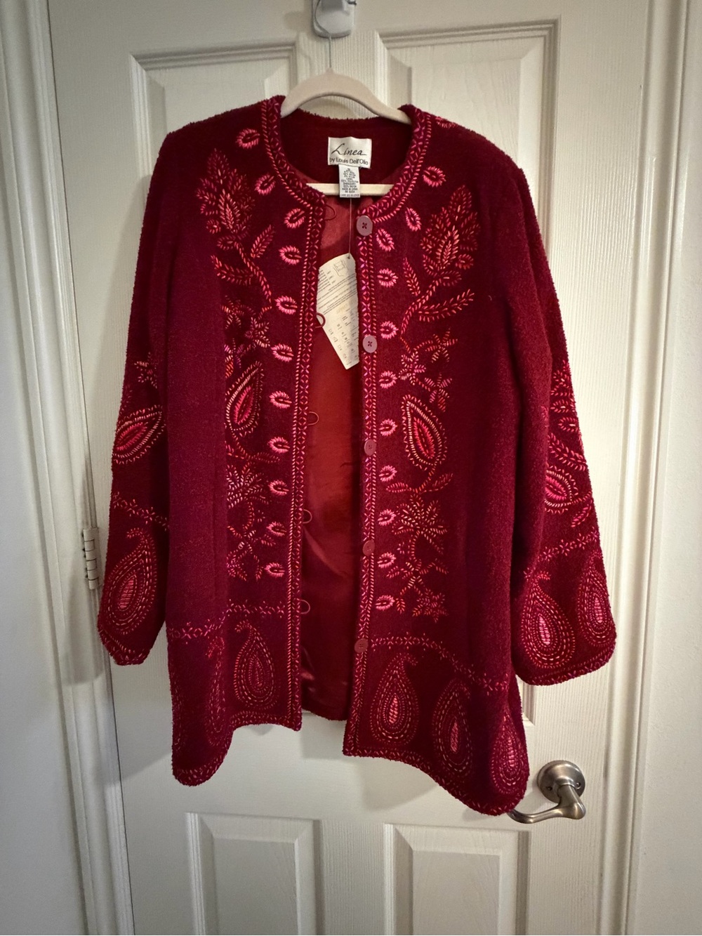 Linea by Louis Dell'Olio- Maroon Embroidered Jacket Brand new with tags